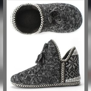 The Metluks Women's Cozy Knit Slipper Boots Memory Foam Non-slip Indoor Outdoor